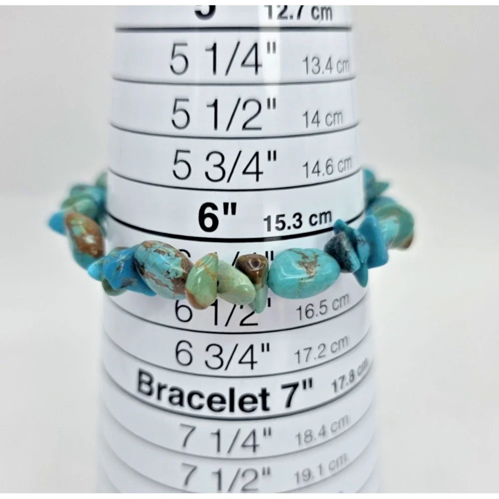American Turquoise Gemstone Bracelet Natural Stretchy 6.25